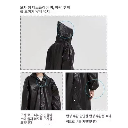 High Quality 1Piece 145*68CM EVA Unisex Raincoat Thickened Raincoat Women Waterproof Men Black Camping Waterproof Rainwear Suit