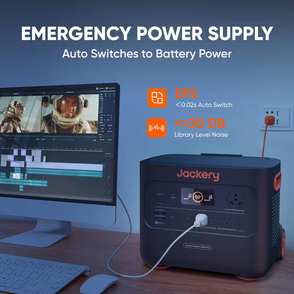 3000W Output/6000W Peak Portable Solar Power Station Explorer 2000 plus Push Start Battery Generator for Outdoors Home