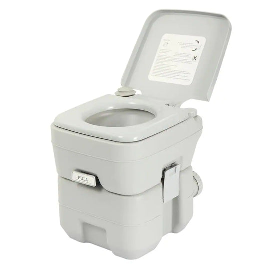 5.3 Gal. Gray Portable Toilet No Leakage Outdoor Camping Flush Toilet with Waste Tank