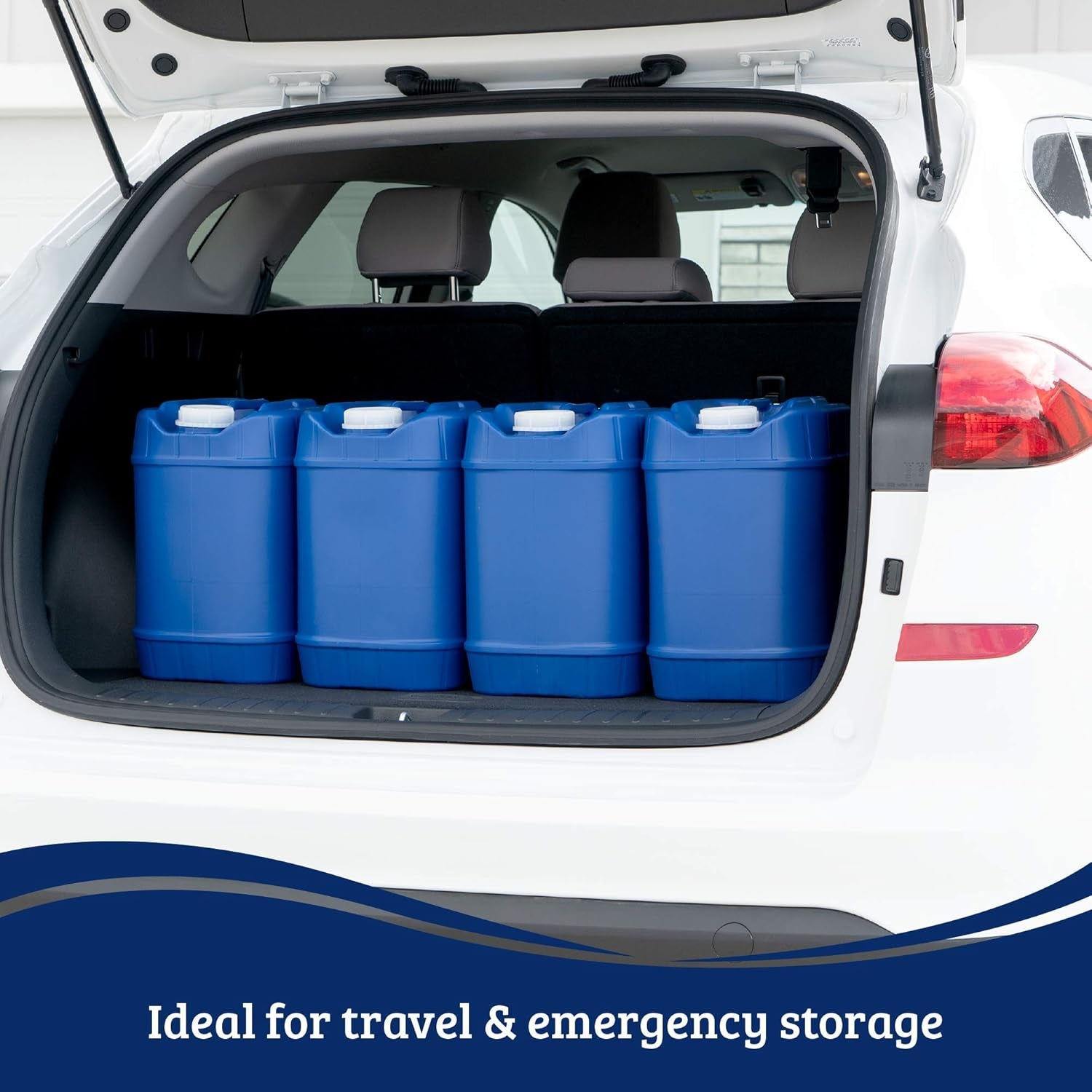 5-Gallon Stackable Water Storage Containers with Lids, Emergency Water Storage Kit Including Spigots, Wrench, and Water Preserver, 80 Gallons