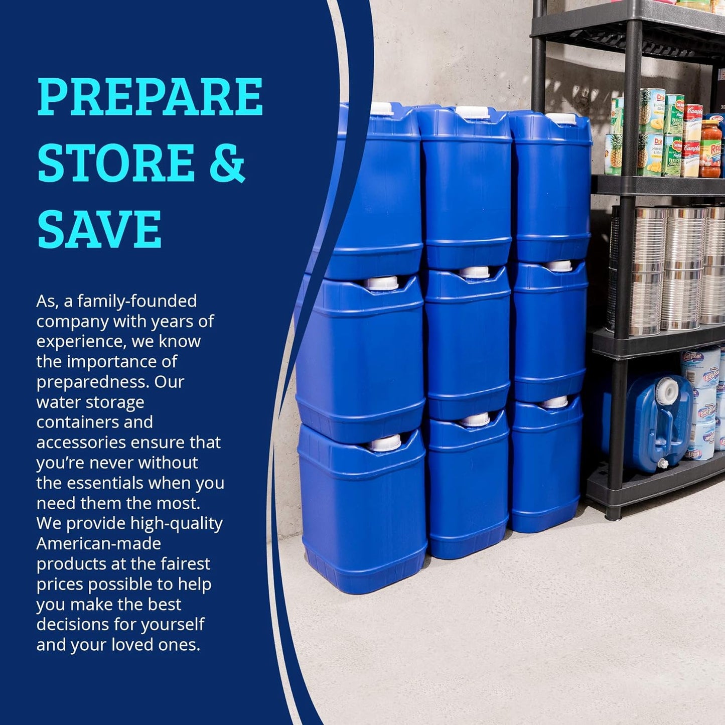5-Gallon Stackable Water Storage Containers with Lids, Emergency Water Storage Kit Including Spigots, Wrench, and Water Preserver, 80 Gallons