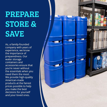 5-Gallon Stackable Water Storage Containers with Lids, Emergency Water Storage Kit Including Spigots, Wrench, and Water Preserver, 80 Gallons