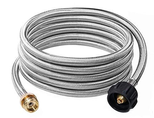 12 Feet Stainless Steel Braided Propane Adapter Hose 1 Lb to 20 Lb Converter ...