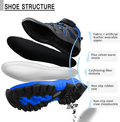 Boy Snow Boots Slip Resistant Girl Snow Shoe Anti-Skid Waterproof Outdoor Winter Shoes for Big/Little Kids Size 8.5 Toddler Iceberg/Blue