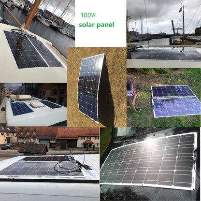 100W 200W 12V Portable Solar Panel Flexible 18V 800W Plate CELLS Monocrystalline Silicon