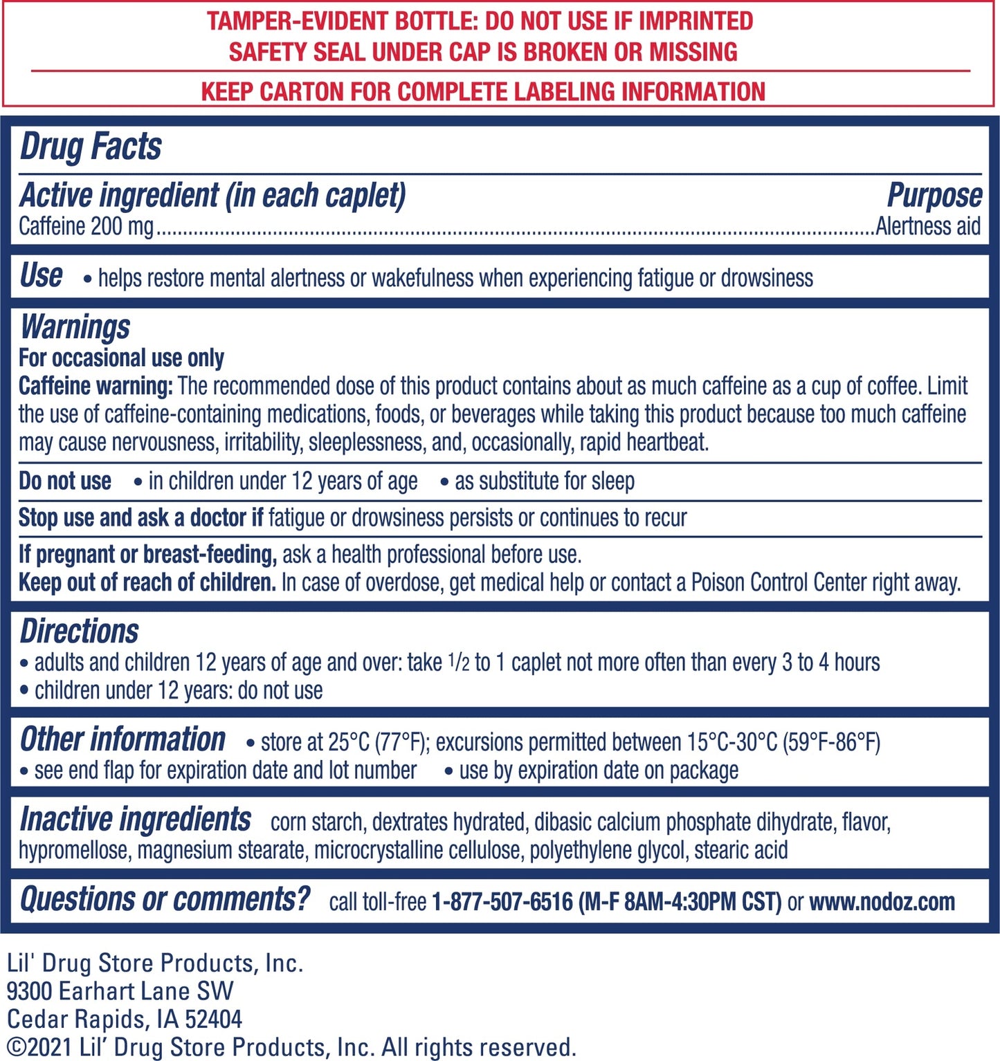 Nodoz 200Mg Maximum Strength Caffeine Alertness Aid, 60 Caplet Twin Pack 120