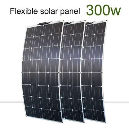 100W 200W 12V Portable Solar Panel Flexible 18V 800W Plate CELLS Monocrystalline Silicon