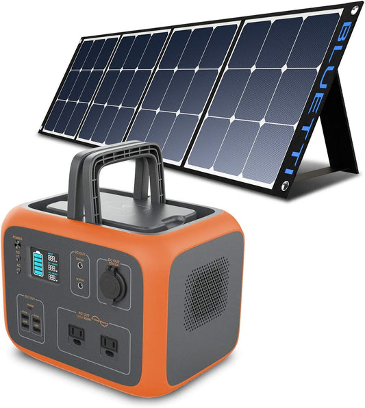 Portable Power Station with Solar Panel Included AC50S 500Wh Solar Generator 120V AC Outlet Lithium Battery Backup for Camping Trip RV Home Emergency(Include 1Pcs 120W Foldable Solar Panel)