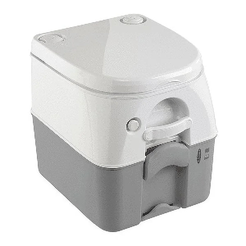 976 Portable Toilet - Camping Porta Potty with Full-Size Seat & Latching Lid - Powerful Push-Button Pressurized Flush Commode - 5 Gallon Waste Tank