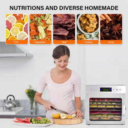 8-Tray Stainless Steel Trays Food Dehydrators, Dehydrator Machine with Digital Timer and Temperature Control